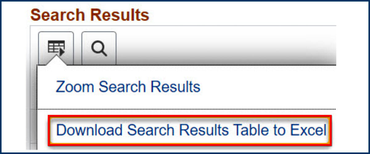 Screenshot of the OrgTool Search Results and Download Results button