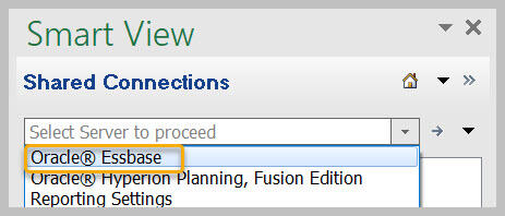 Menu list of the Shared Connections options.